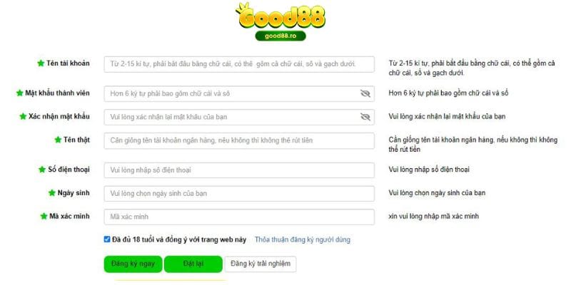 Cách đăng ký Good88 trên điện thoại